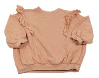 Staroružová oversize mikina s volániky s madeirou Next