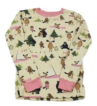 Béžové tričko s lesními zvířaty a stromky
