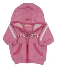 Růžová propínací mikina s nápisem a kapucí Lonsdale