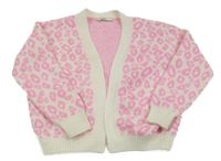 Smetanovo-neonově růžový vzorovaný svetrový cardigan George