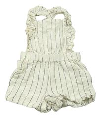 Smetanovo-černý pruhovaný kraťasový overal s volánky Tape A L'oeil