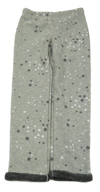 Šedé melírované květované zateplené legíny Kids