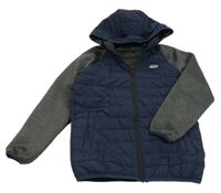 Tmavomodro-tmavosivá šusťákovo/softshellová bunda s kapucňou Jack & Jones