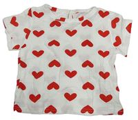 Bílé mušelínové tričko se srdíčky
