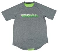 Šedé melírované sportovní funkční tričko s nápisem Energetics