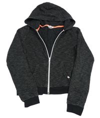 Čierna melírovaná prepínaci crop mikina s kapucňou H&M