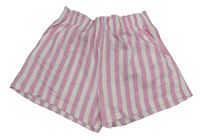 Růžovo-bílé pruhované bavlněné kraťasy H&M