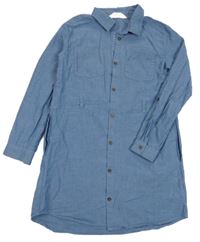 Modré melírované prepínaci košeľové šaty H&M