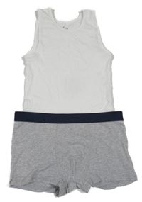 2set - Bílý nátělník + šedé melírované boxerky