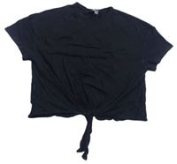 Čierne crop tričko s uzlom New Look