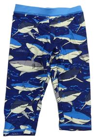 Tmavomodro-béžové UV nohavice so žralokmi Miniclub
