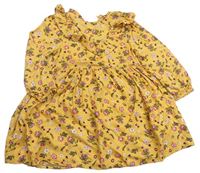 Okrové kvetované šaty s volánikom Matalan