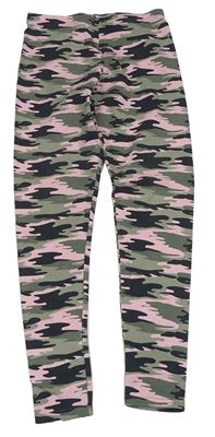 Kaki-ružové army legíny Primark