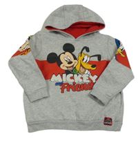 Šedo-červená mikina s Mickeym a Plutem a kapucí Disney