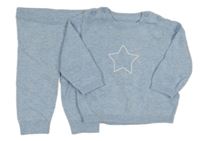 2 set - Světlemodrý lehký svetr s hvězdou + tepláky M&S