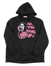 Čierna mikina s nápisom a duchem a kapucňou shein