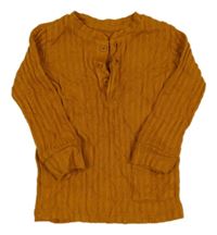 Hnedé rebrované úpletové tričko zn. George