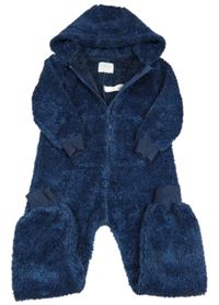 Tmavomodrá chlupatá kombinéza s kapucí Next