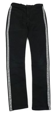 Čierne skinny rifle s pruhom s nápisom H&M