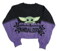 Čierno-fialový crop sveter s Yodou H&M