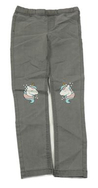 Tmavošedé džegíny s jednorožci sinsay