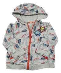 Sivá vzorovaná prepínaci mikina s Thomasem a kapucňou Nutmeg