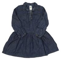 Tmavomodré lehké riflové šaty s límečkem C&A