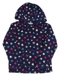 Tmavomodrá fleecová mikina so srdiečkami a kapucňou M&Co.