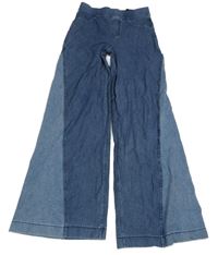 Tmavomodré široké tregíny riflového vzhledu H&M