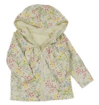 Smetanovo-barevná nepromokavá květovaná bunda s králíky a kapucí dunnes