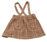 Hnedo-staroružová kockovaná sukňa s trakami George