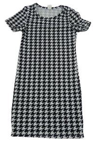 Čierno-biele vzorované elastické šaty shein