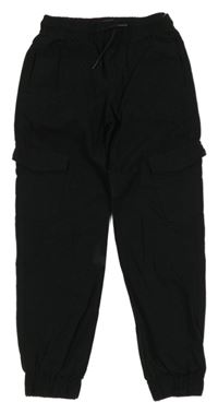 Čierne plátenné cuff nohavice s vreckami Denim Co.