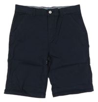 Tmavomodré plátěné chino kraťasy Primark