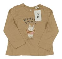 Nové - hnědé triko s králíkem H&M