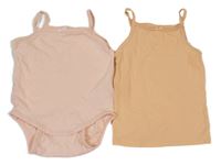 2set - růžové body + meruňková košilka 