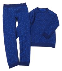 2 set - tmavomodré vzorované thermo triko + thermo kalhoty Lupilu