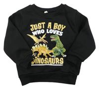 Čierna mikina s dinosaurami