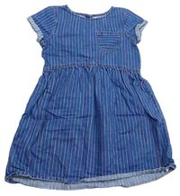 Modro-farebné pruhované rifľové šaty s vreckom Next