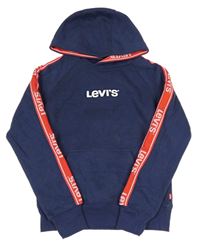 Tmavomodro-červená mikina s logom a kapucňou zn. Levi´s