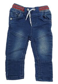 Tmavomodré teplákové rifle s úpletovým pasom Topomini