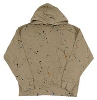 Hnědo-barevná mikina s fleky a kapucí C&A