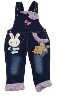 Nové - Tmavomodré na traké rifle s králikom a volánikmi