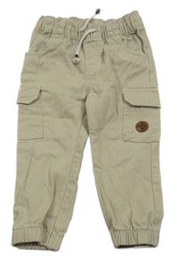 Béžové plátěné cargo cuff kalhoty Topomini