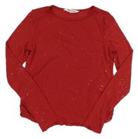 Červené trblietavé crop tričko H&M