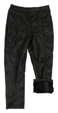 Čierne koženkové zateplené legíny Matalan