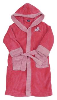 Růžový plyšový župan s motýlkem a kapucí Lupilu