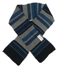 Nové - Šedo-tmavomodrá pruhovaná šála 