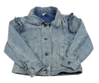 Svetlomodrá rifľová bunda s volánikmi Tu