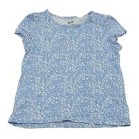 Světlemodro-bílé květované tričko H&M